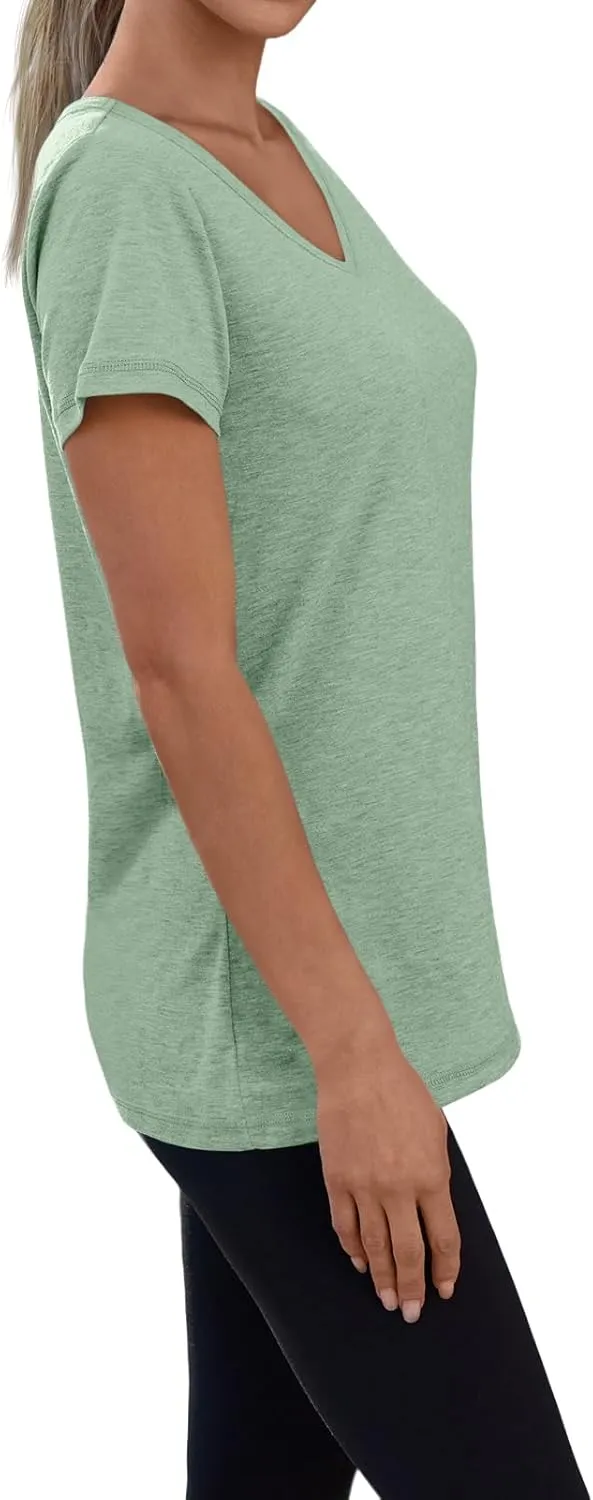 3 Pack V Neck T Shirts for Women Short Sleeve Tshirts Summer Casual Tops Loose Fit Basic Tees