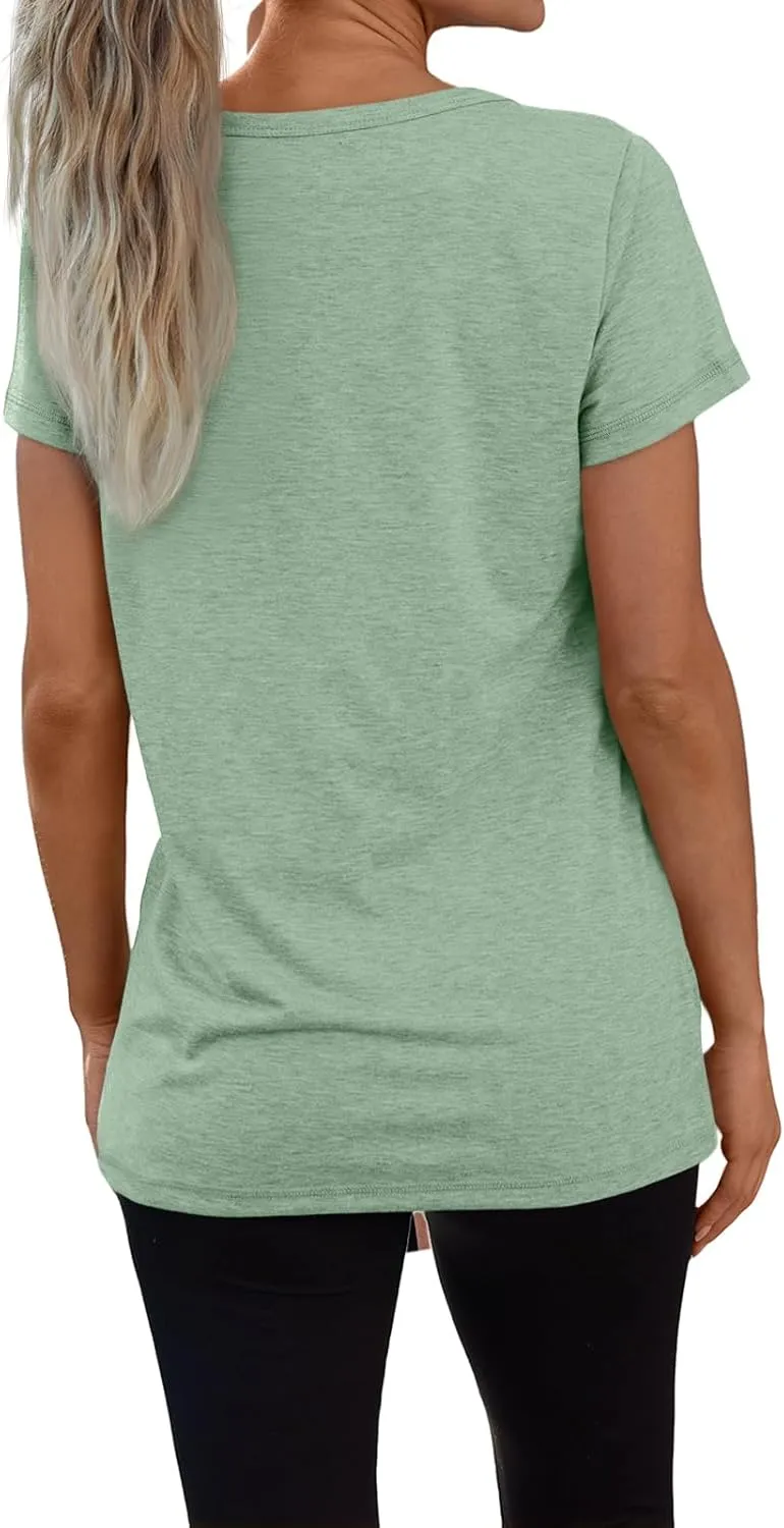 3 Pack V Neck T Shirts for Women Short Sleeve Tshirts Summer Casual Tops Loose Fit Basic Tees