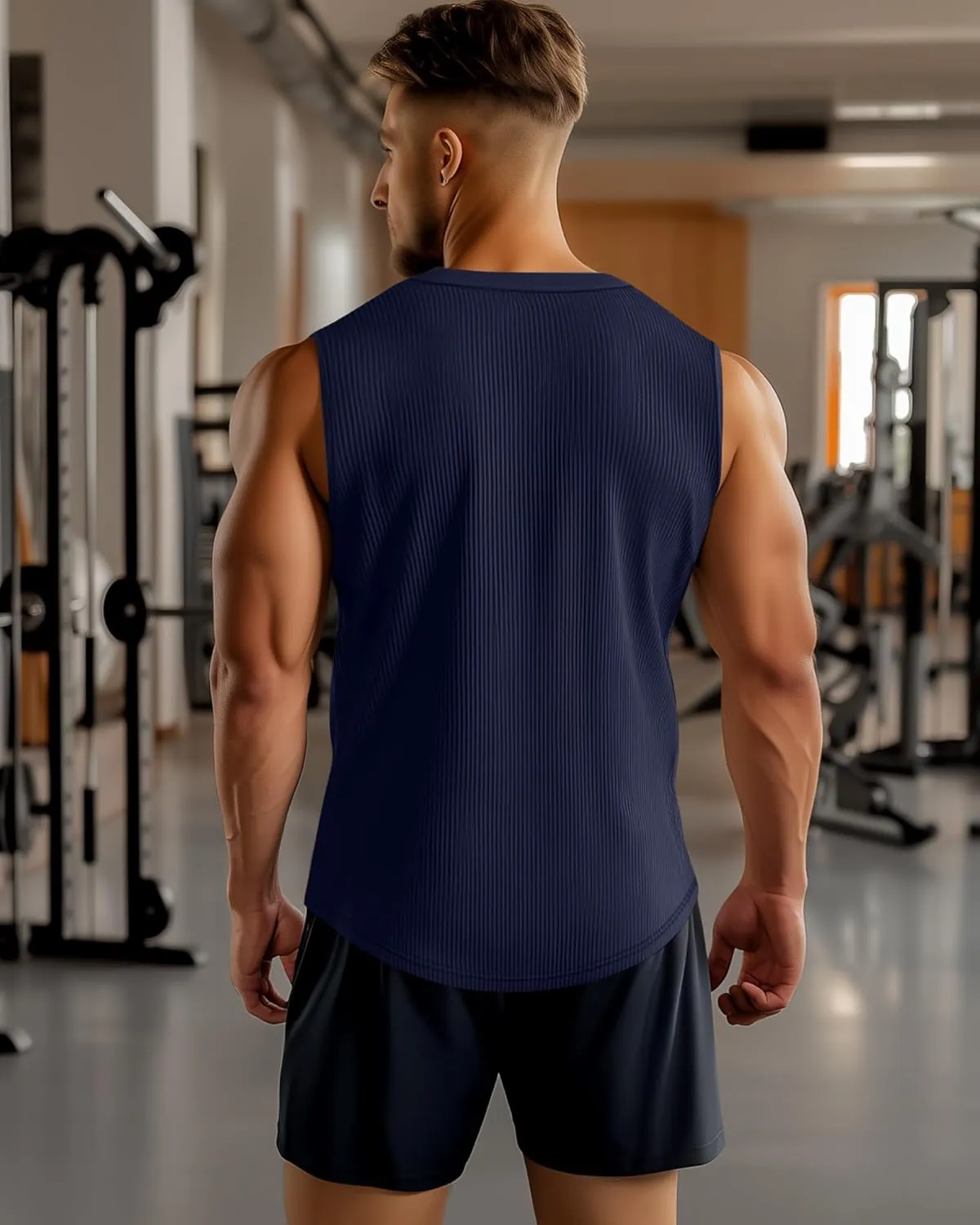 3 Pcs Men's Big and Tall Tank Top Ribbed Plus Size Sleeveless Henley Shirt Crewneck T Shirt 1X-5X