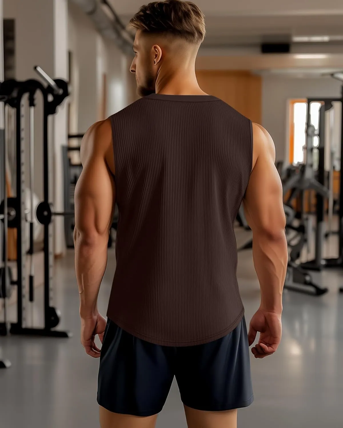 3 Pcs Men's Big and Tall Tank Top Ribbed Plus Size Sleeveless Henley Shirt Crewneck T Shirt 1X-5X