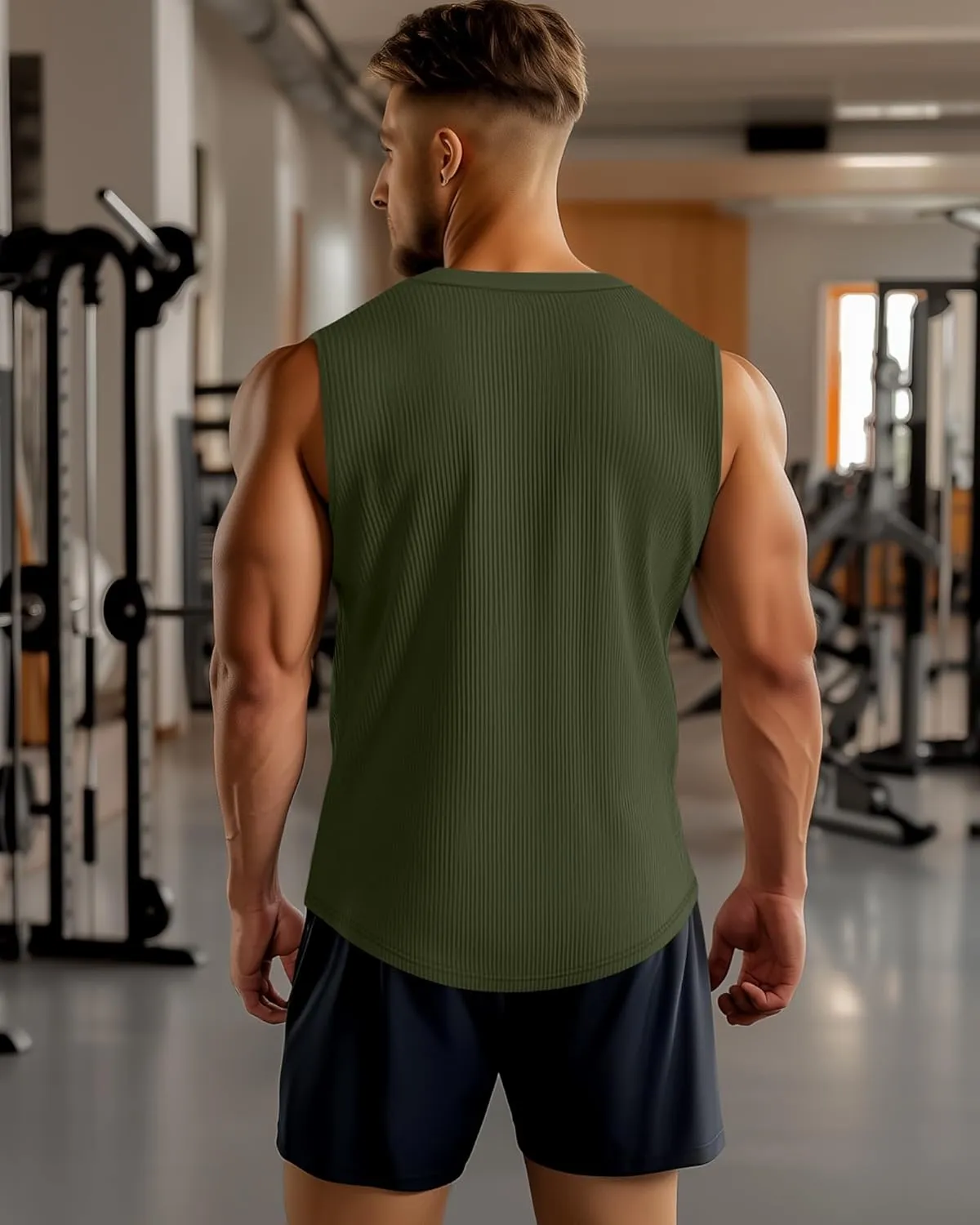 3 Pcs Men's Big and Tall Tank Top Ribbed Plus Size Sleeveless Henley Shirt Crewneck T Shirt 1X-5X