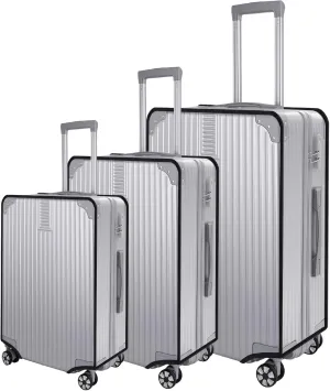 3 Pieces Luggage Cover Set for TSA Approved Suitcases,Waterproof,Dustproof,Anti-scratch Clear PVC Suitcase Covers Protector,Fits 20 24 28 Inch Wheeled Luggage