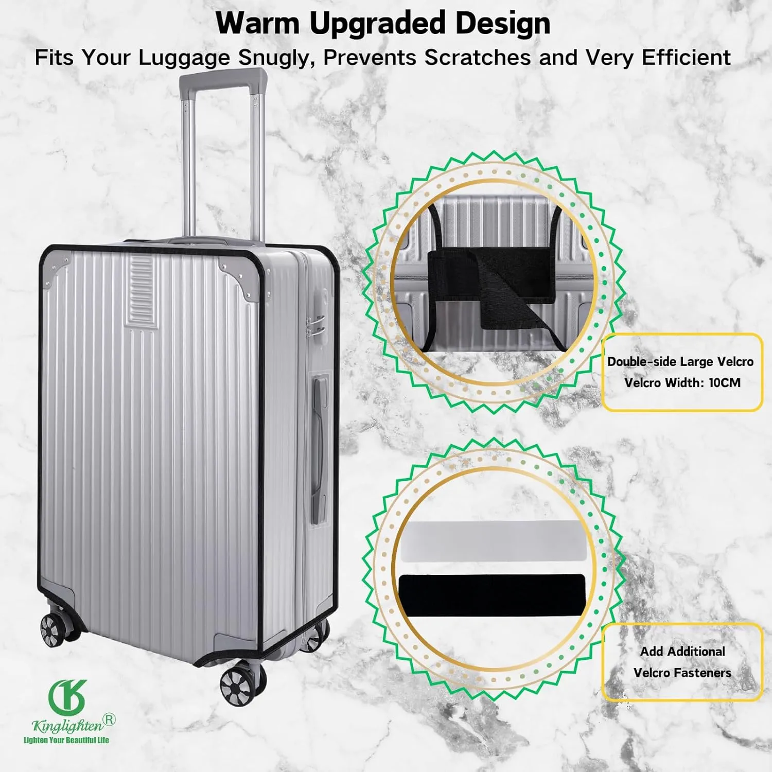 3 Pieces Luggage Cover Set for TSA Approved Suitcases,Waterproof,Dustproof,Anti-scratch Clear PVC Suitcase Covers Protector,Fits 20 24 28 Inch Wheeled Luggage