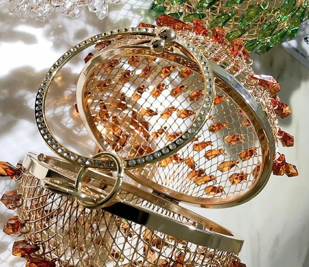 Acrylic Evening Handbag for Women Gorgeous Acrylic Drop Purses Round Metal Clutch for Parties Wedding Travel 2025