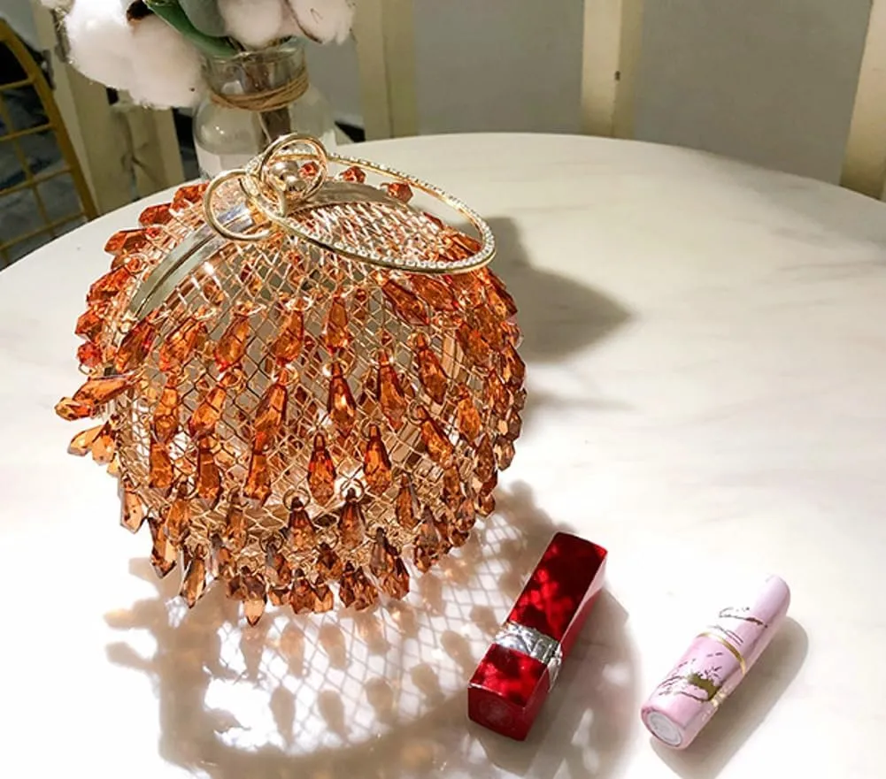 Acrylic Evening Handbag for Women Gorgeous Acrylic Drop Purses Round Metal Clutch for Parties Wedding Travel 2025