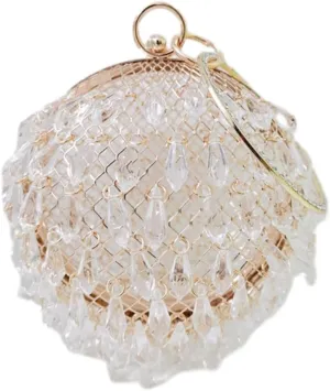 Acrylic Evening Handbag for Women Gorgeous Acrylic Drop Purses Round Metal Clutch for Parties Wedding Travel 2025