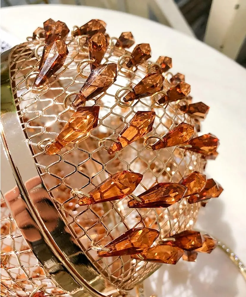 Acrylic Evening Handbag for Women Gorgeous Acrylic Drop Purses Round Metal Clutch for Parties Wedding Travel 2025