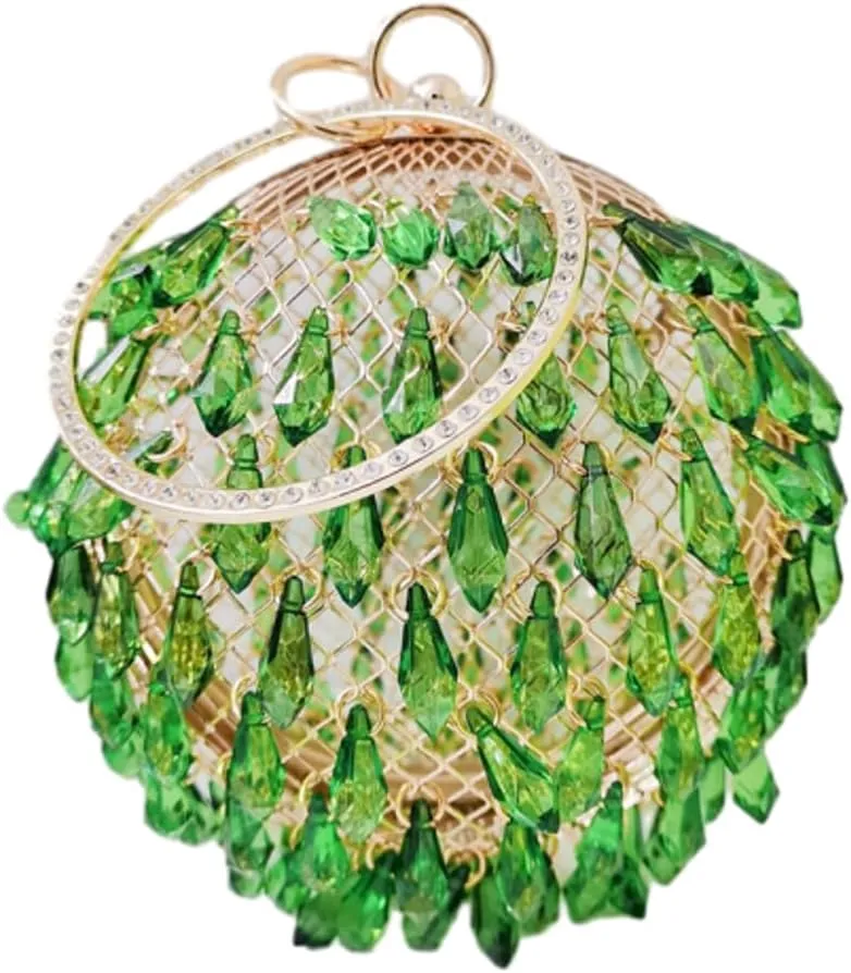 Acrylic Evening Handbag for Women Gorgeous Acrylic Drop Purses Round Metal Clutch for Parties Wedding Travel 2025