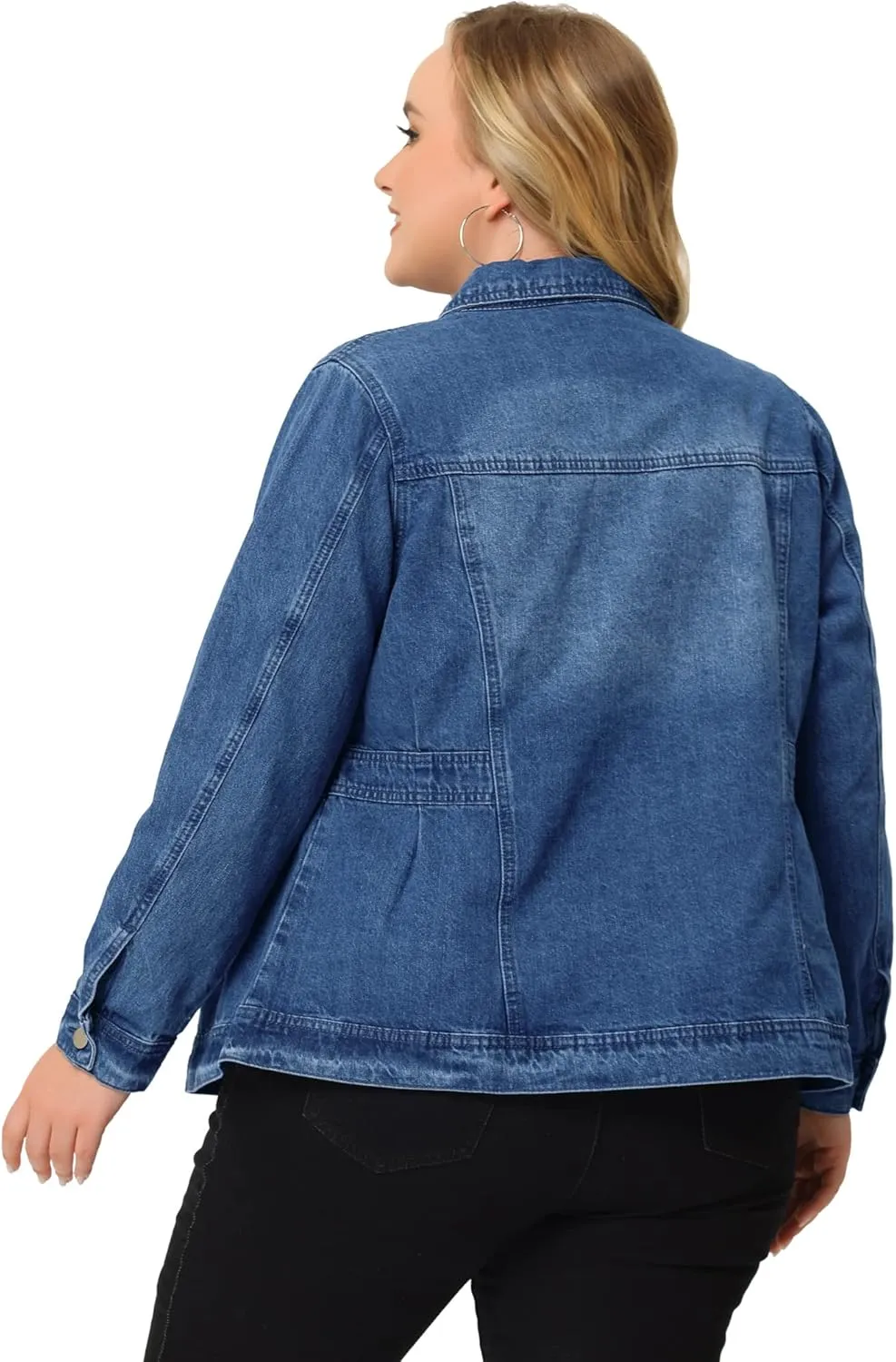 Agnes Orinda Plus Size Denim Jacket for Women Long Sleeve Button Down Washed Front Trucker Jean Jacket 2025 Western Outfit