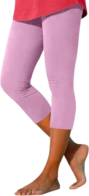aihihe Women's Capri Leggings High Waist Workout Yoga Pants 3/4 Length Summer Casual Beach Pants Soft Comfy Cropped Trousers