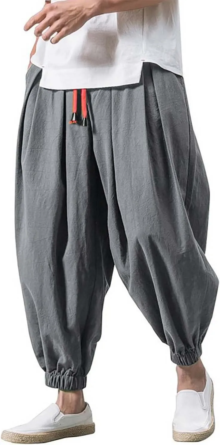 Alalaso Parachute Pants Men Hip Hop Harem Pants Fashion Solid Color Oversized Tapered Pants Casual Comfy Baggy Trouser
