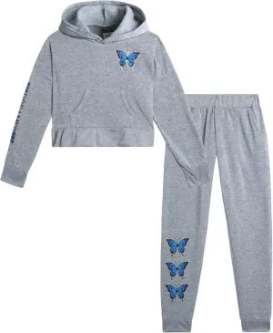 Angel Face Girls Jogger Set - 2 Piece Soft Fleece Pullover Hooded Sweatshirt and Jogger Sweatpants for Girls (Sizes: 7-16)
