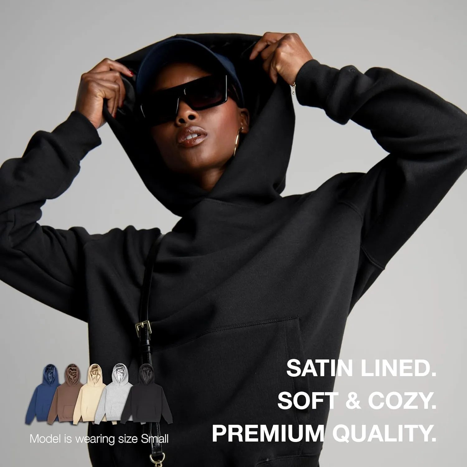 ARRIA Satin Lined Hoodie  Oversized Hood for Frizz Free Hair, Premium Fabric, Womens Fashion, Fall Winter Spring Essential