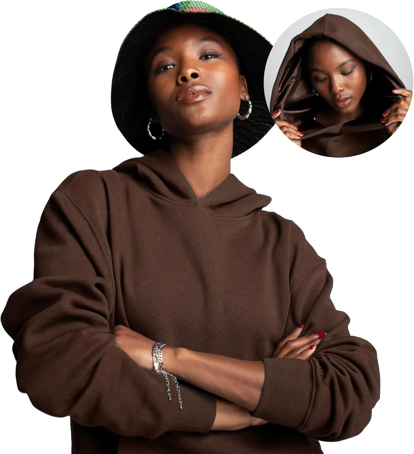 ARRIA Satin Lined Hoodie  Oversized Hood for Frizz Free Hair, Premium Fabric, Womens Fashion, Fall Winter Spring Essential