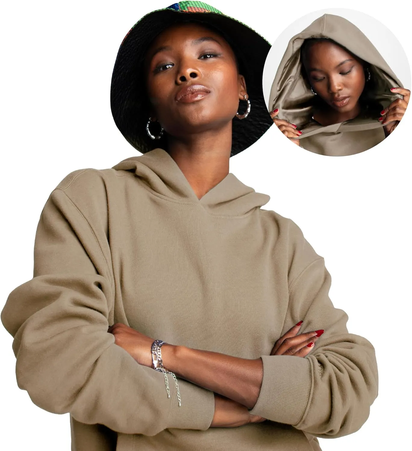 ARRIA Satin Lined Hoodie  Oversized Hood for Frizz Free Hair, Premium Fabric, Womens Fashion, Fall Winter Spring Essential