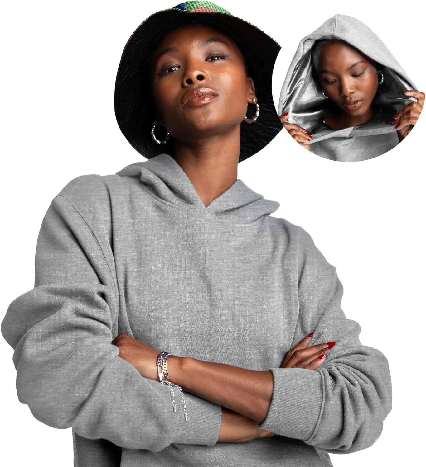 ARRIA Satin Lined Hoodie  Oversized Hood for Frizz Free Hair, Premium Fabric, Womens Fashion, Fall Winter Spring Essential