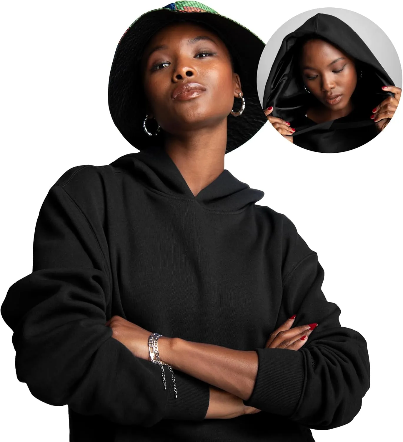 ARRIA Satin Lined Hoodie  Oversized Hood for Frizz Free Hair, Premium Fabric, Womens Fashion, Fall Winter Spring Essential