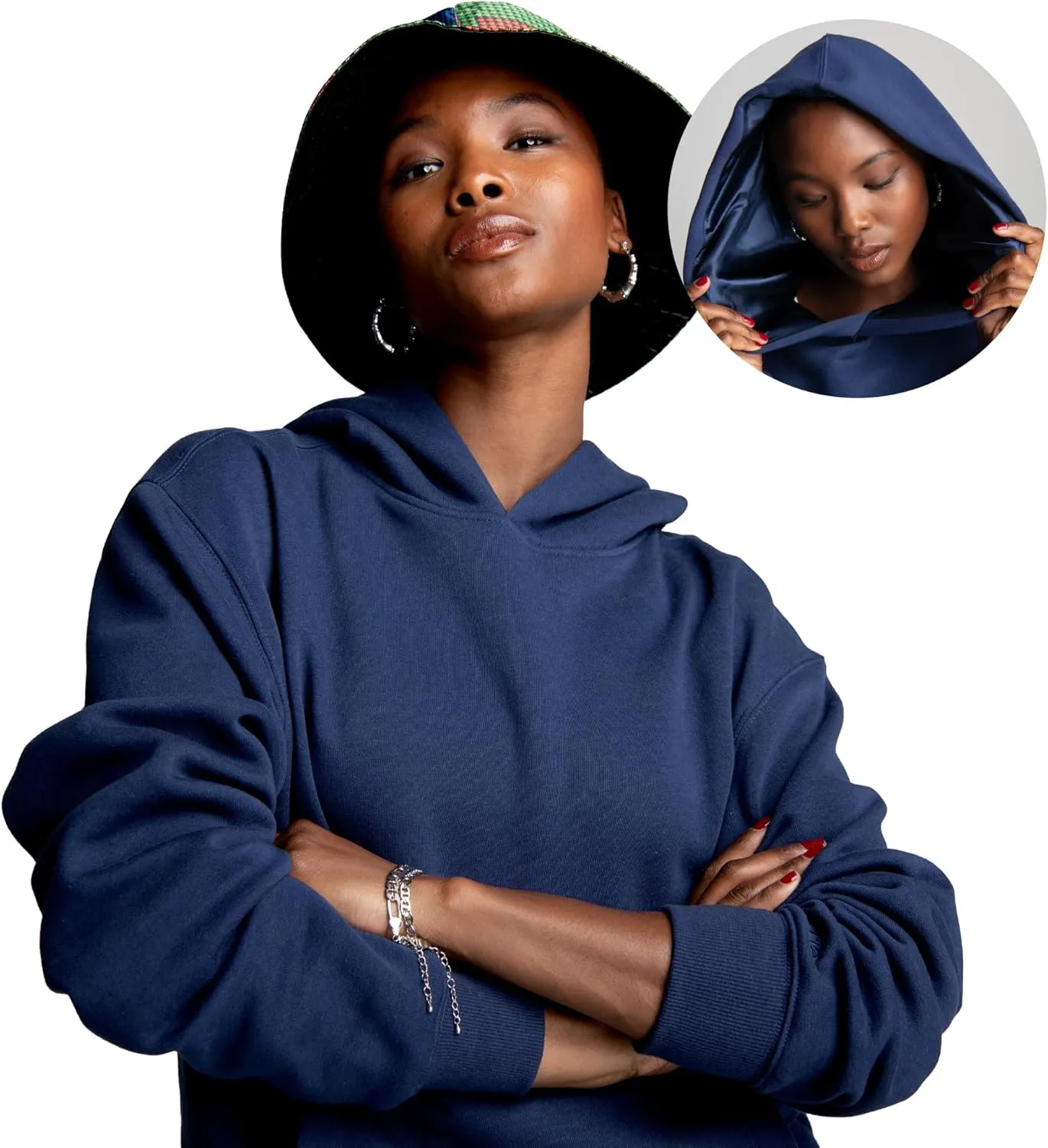 ARRIA Satin Lined Hoodie  Oversized Hood for Frizz Free Hair, Premium Fabric, Womens Fashion, Fall Winter Spring Essential