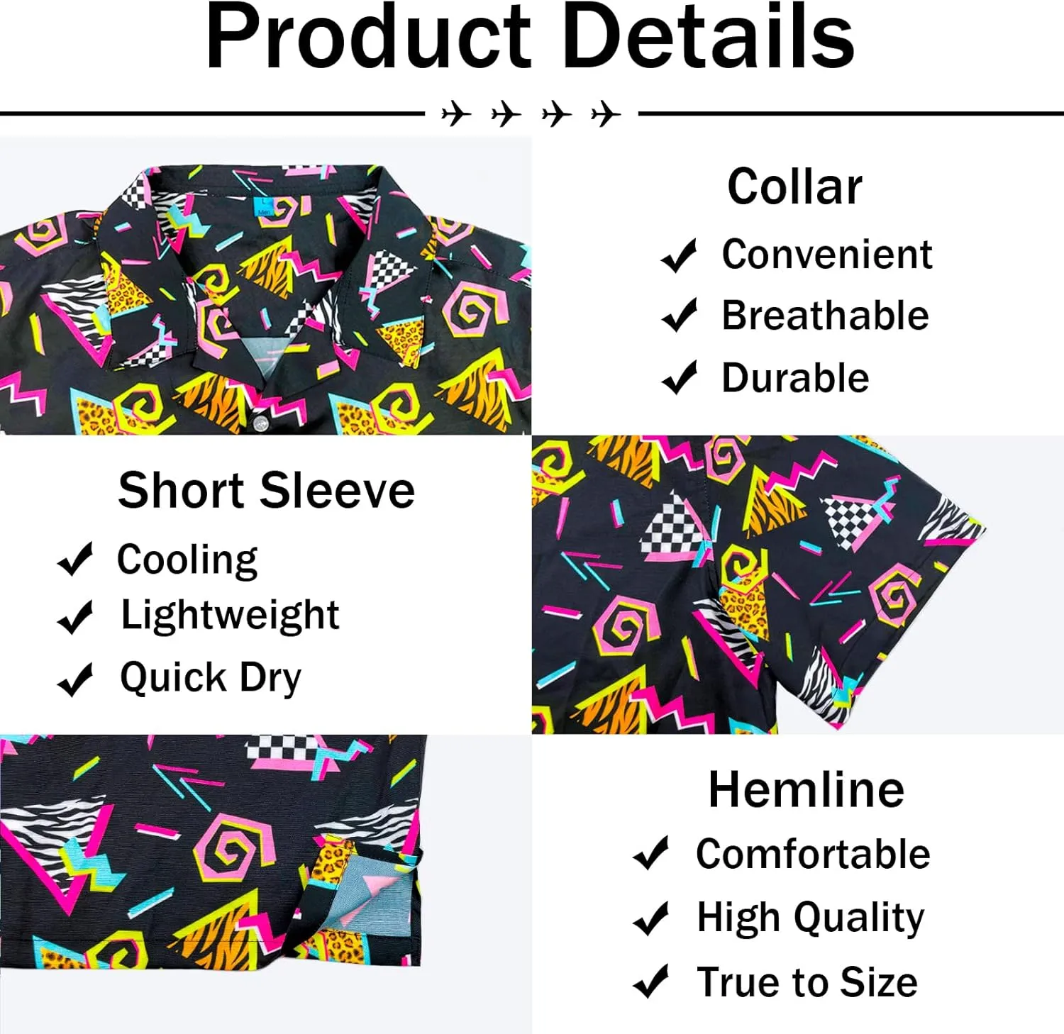 Artsadd 80s 90s Hawaiian Shirt for Men Vintage Button Down Short Sleeve Big and Tall Shirts Funny Party Disco Outfit