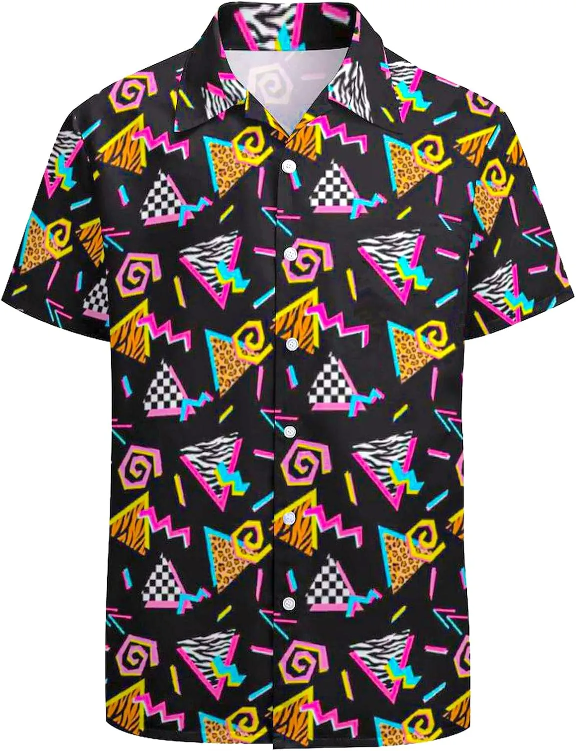 Artsadd 80s 90s Hawaiian Shirt for Men Vintage Button Down Short Sleeve Big and Tall Shirts Funny Party Disco Outfit