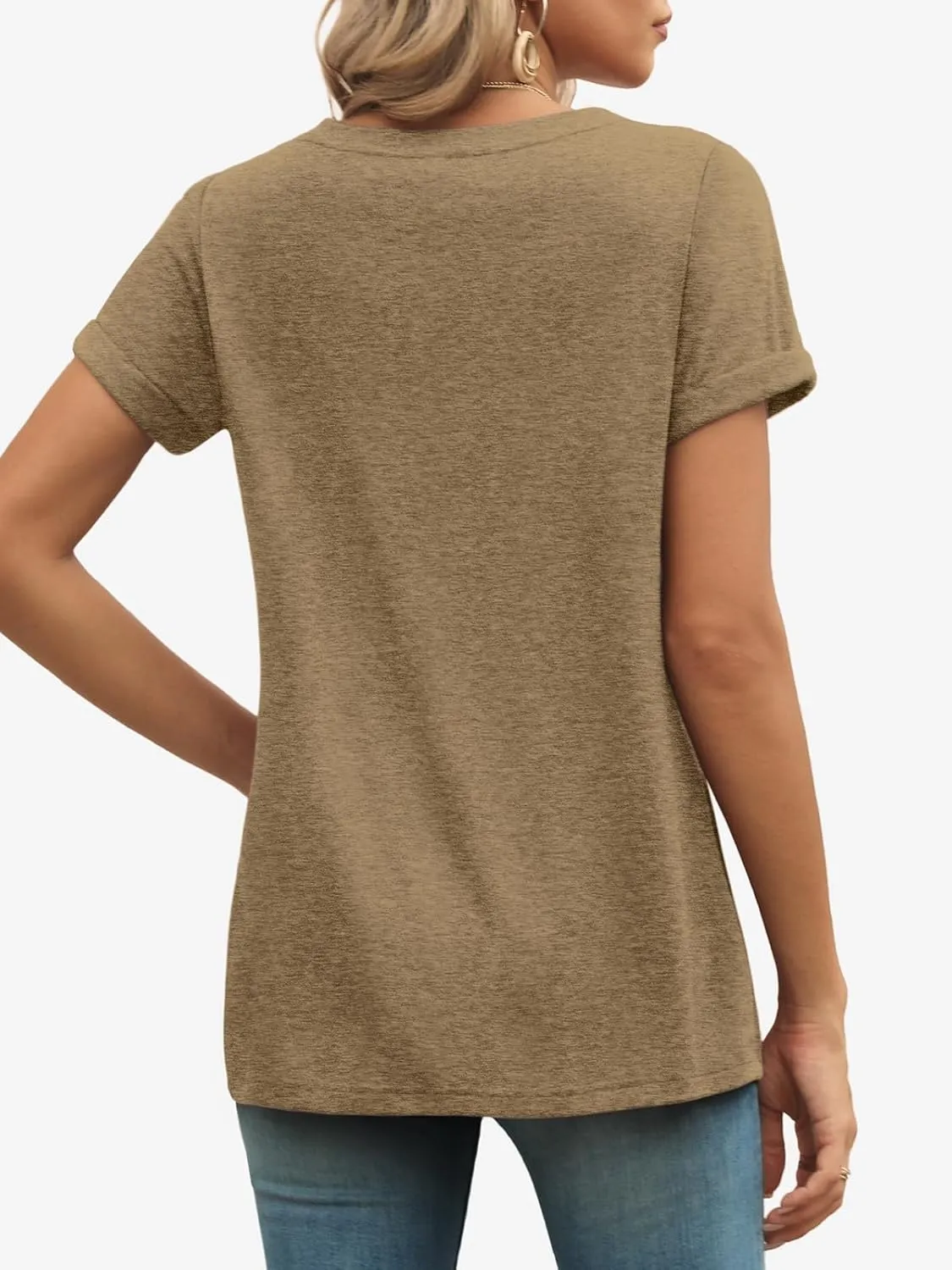 ATHMILE T Shirts Short Sleeve V Neck Tees for Women Fashion Tops Trendy Lightweight Casual Summer Outfits Clothes 2025 Beach