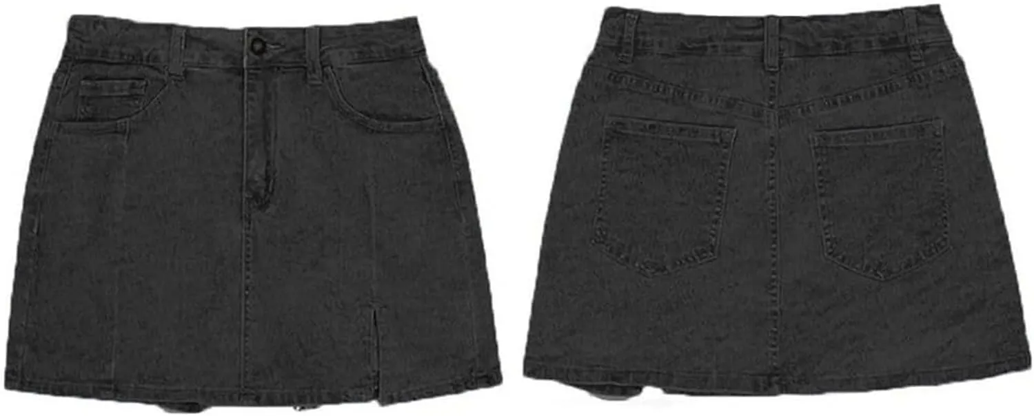 Bloomy Skorts, Bloomy High-Waisted Jean Skorts with Side Slit And Pockets, Jean Skirt for Women Denim