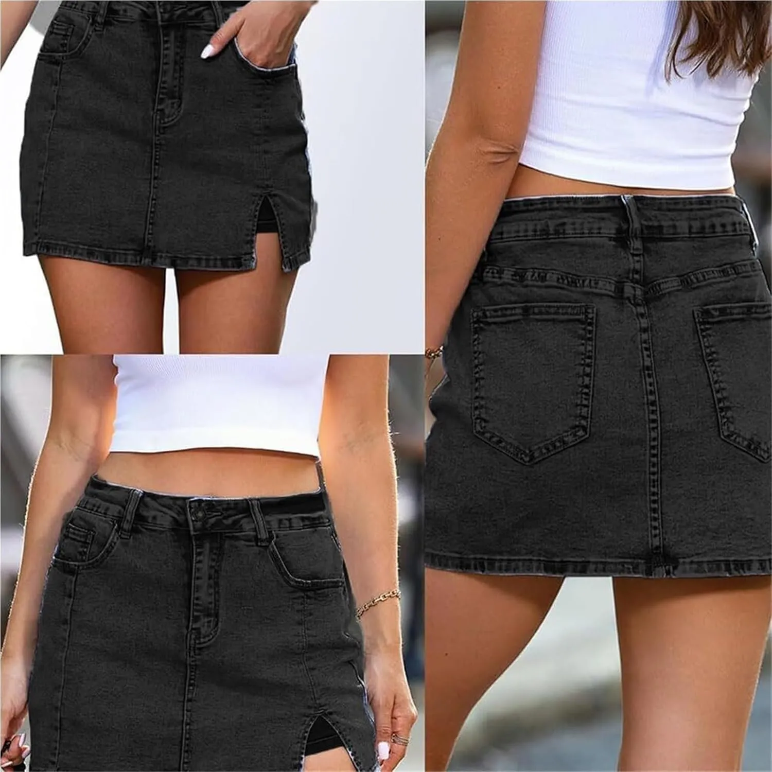Bloomy Skorts, Bloomy High-Waisted Jean Skorts with Side Slit And Pockets, Jean Skirt for Women Denim