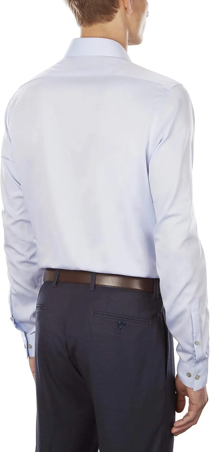 Calvin Klein Men's Dress Shirt Slim Fit Non Iron Herringbone Spread Collar