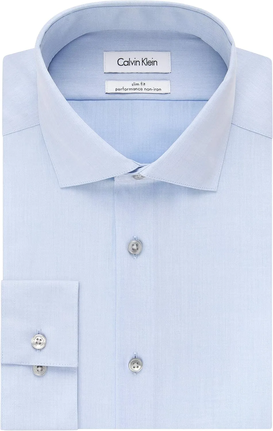 Calvin Klein Men's Dress Shirt Slim Fit Non Iron Herringbone Spread Collar
