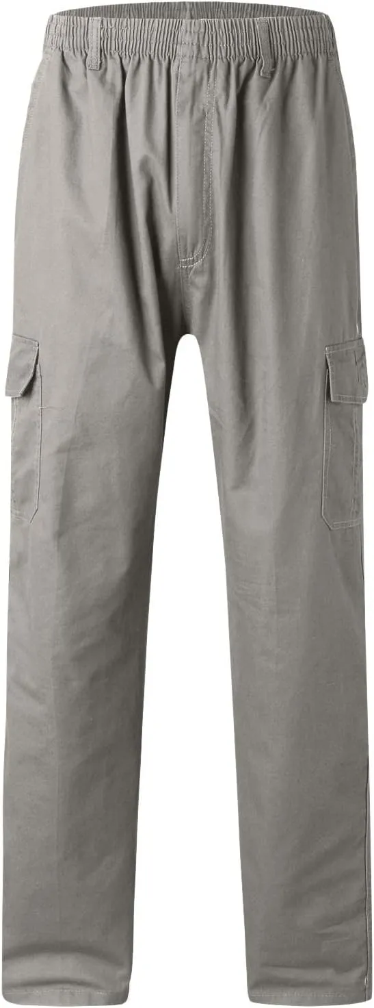Cargo Pants for Men,Men's Cotton Linen Pants Elastic Lightweight Drawstring Waist Pants Fall Cargo Pants with Pockets