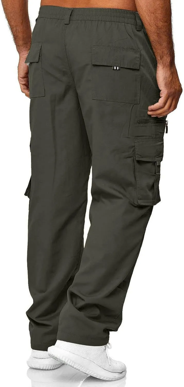 Cargo Work Pants for Men Pockets Casual Pants Big and Tall Stretch Loose Fit Sweatpants Plus Size Trousers Stylish