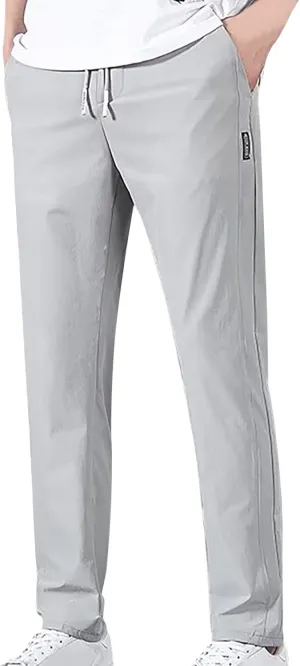 Casual Pants for Men Relaxed Fit Lightweight Drawstring Sweatpants Plus Size Elastic Waist Comfy Joggers Baggy Hiking Pants