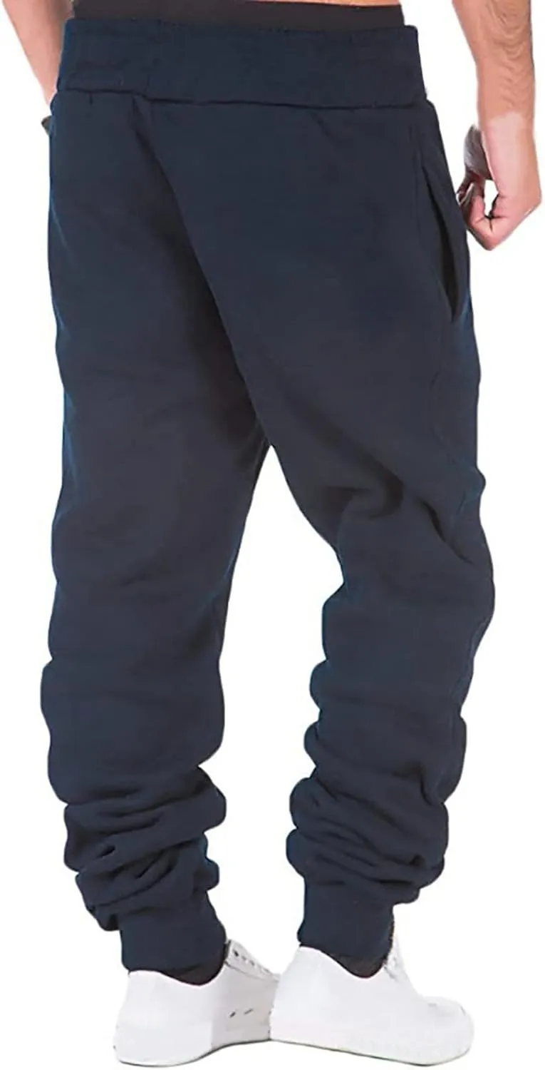 Casual Sweatpants for Men Mens Casual Hip Hop Pants Solid Color Track Cuff Workout Pants with Lightweight Sweatpants