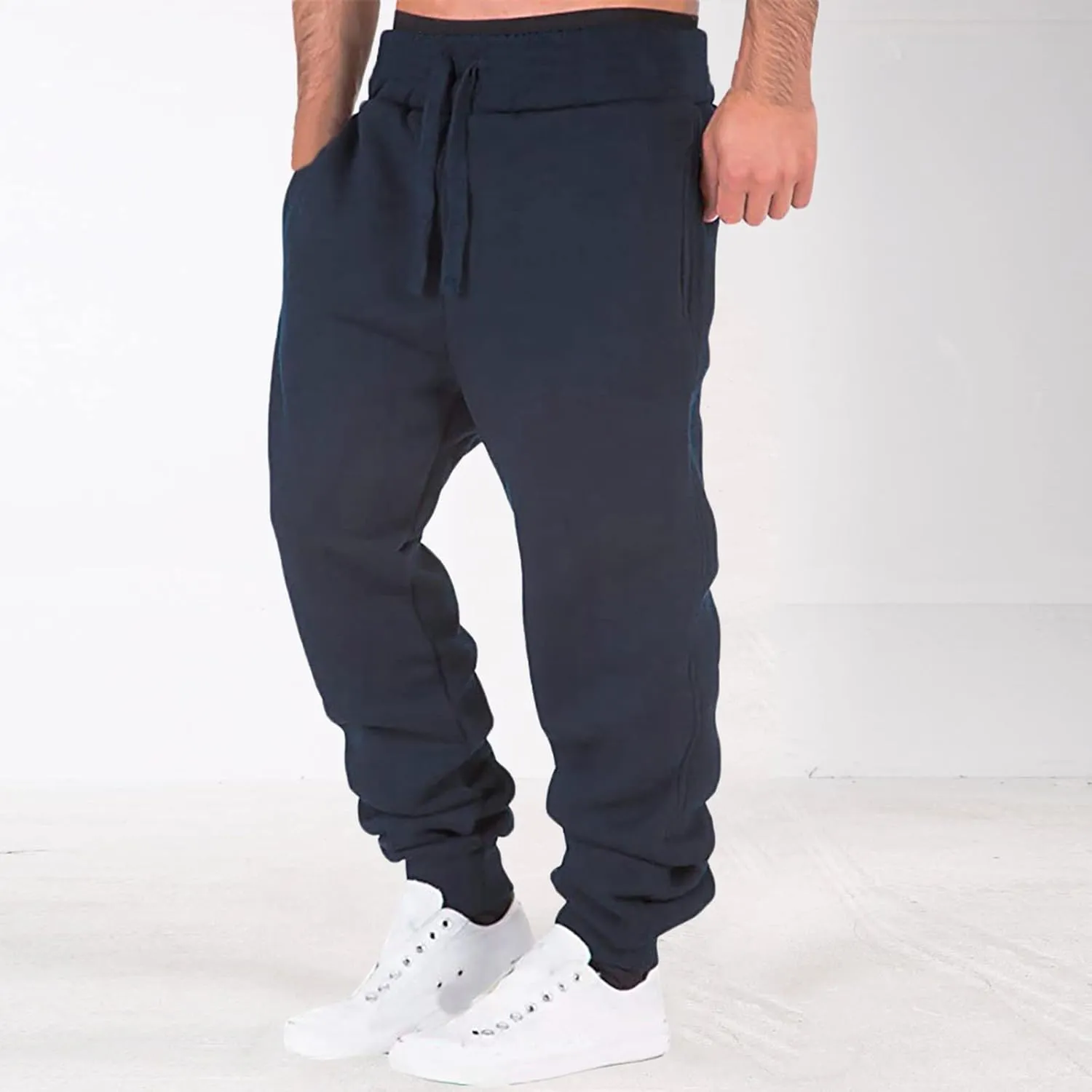Casual Sweatpants for Men Mens Casual Hip Hop Pants Solid Color Track Cuff Workout Pants with Lightweight Sweatpants