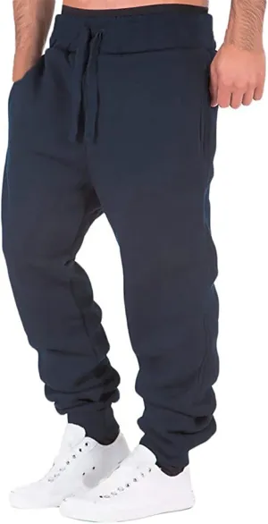Casual Sweatpants for Men Mens Casual Hip Hop Pants Solid Color Track Cuff Workout Pants with Lightweight Sweatpants