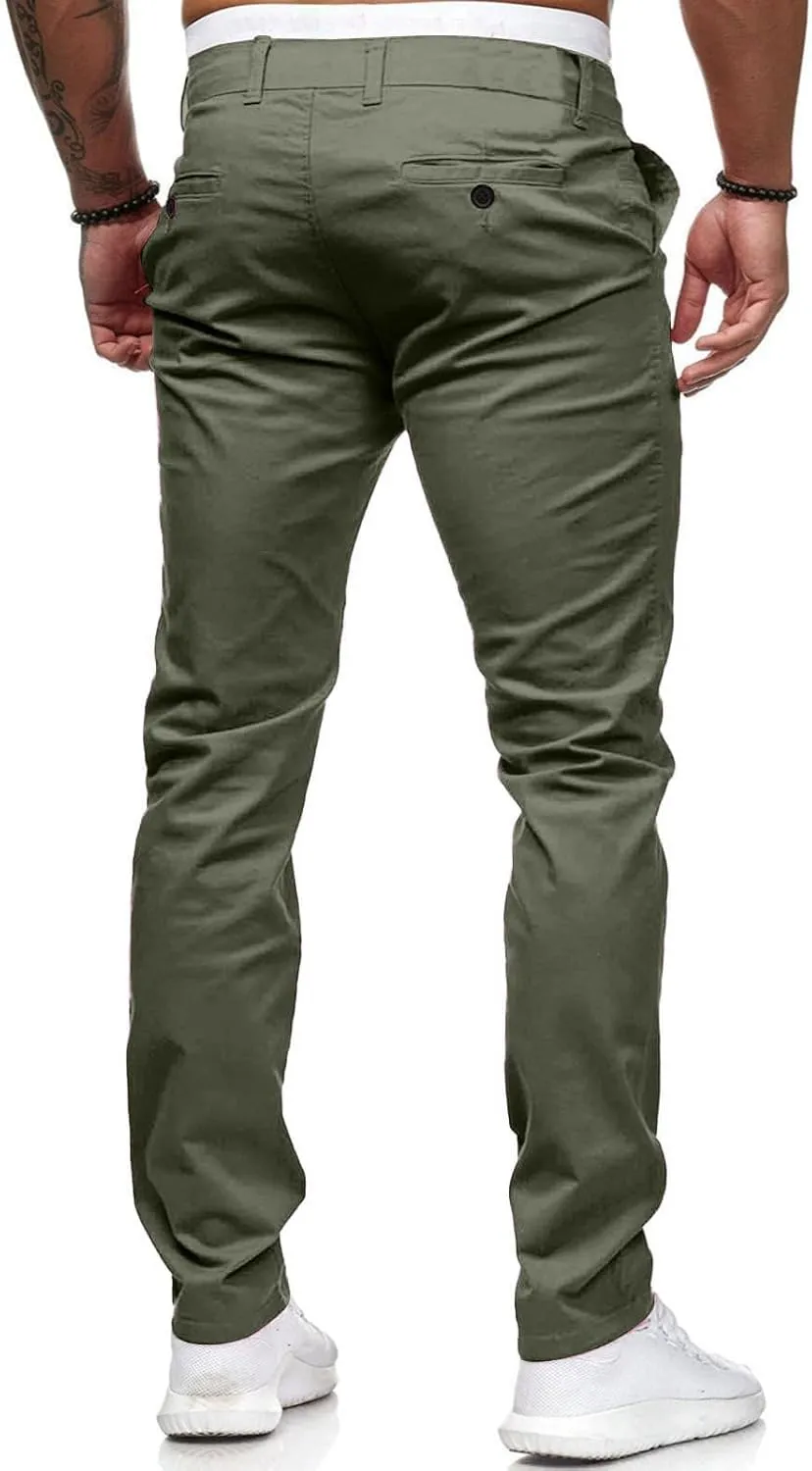 Chinos Pants Men Slim Fit Stretch Dress Pants Flat Front Sweat Pant Slacks Tapered Straight Fit Travel Pants Trousers