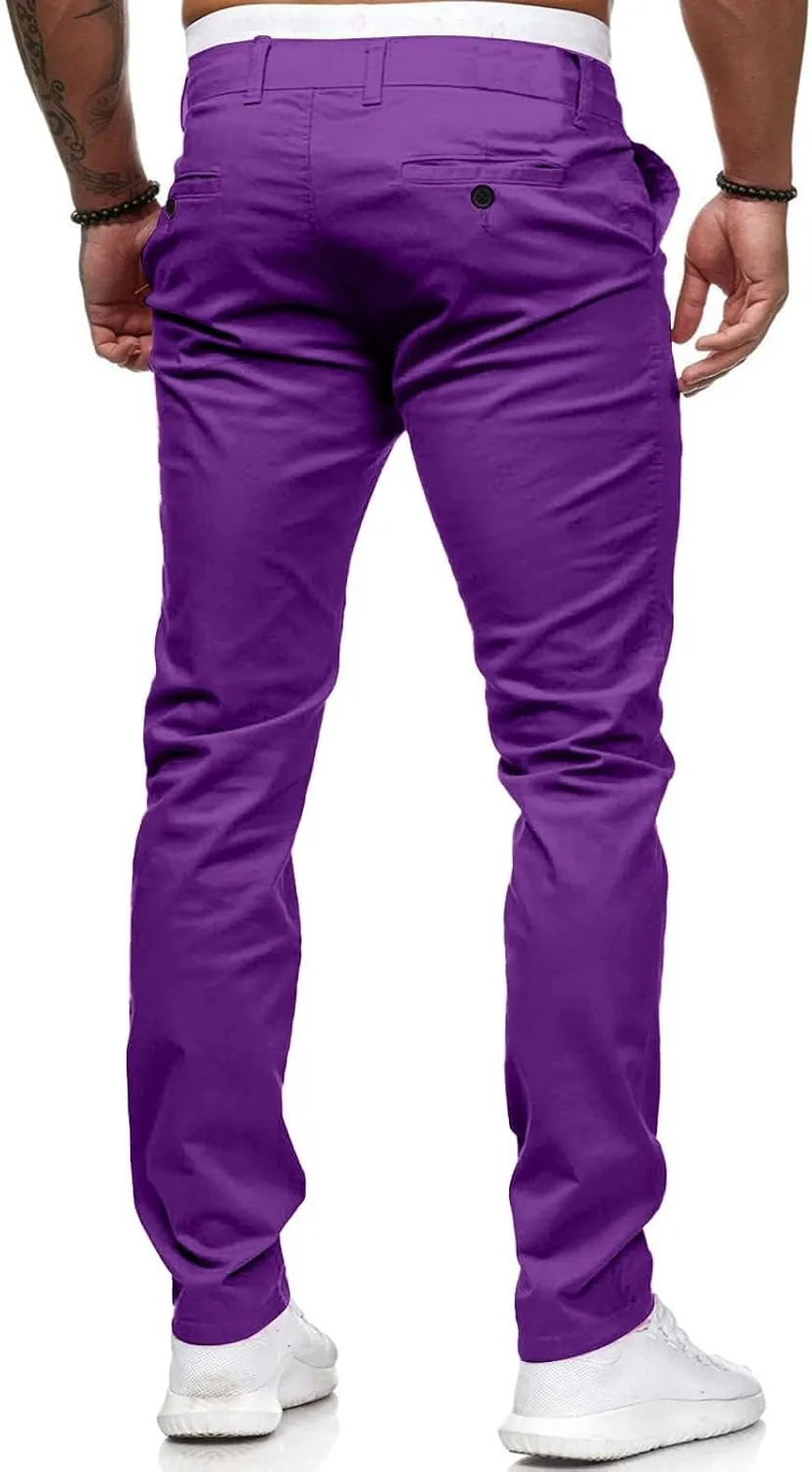 Chinos Pants Men Slim Fit Stretch Dress Pants Flat Front Sweat Pant Slacks Tapered Straight Fit Travel Pants Trousers