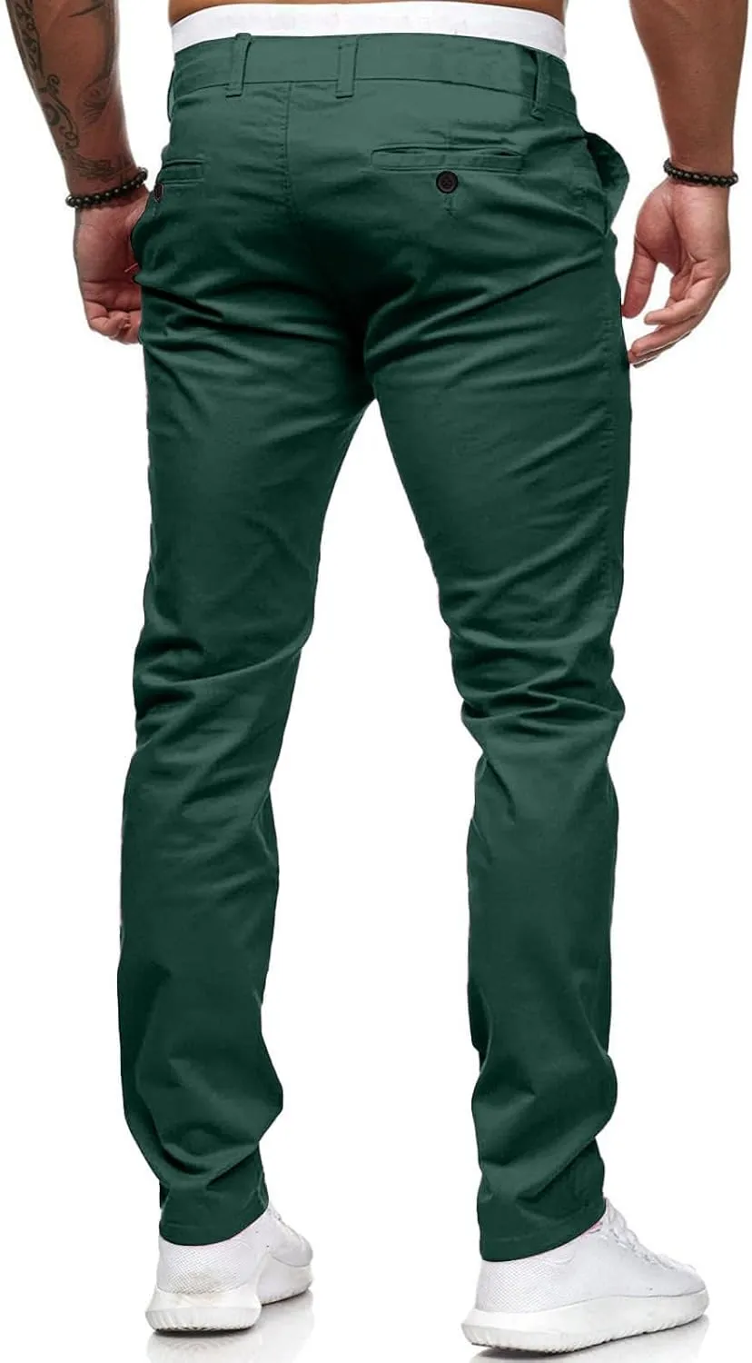 Chinos Pants Men Slim Fit Stretch Dress Pants Flat Front Sweat Pant Slacks Tapered Straight Fit Travel Pants Trousers