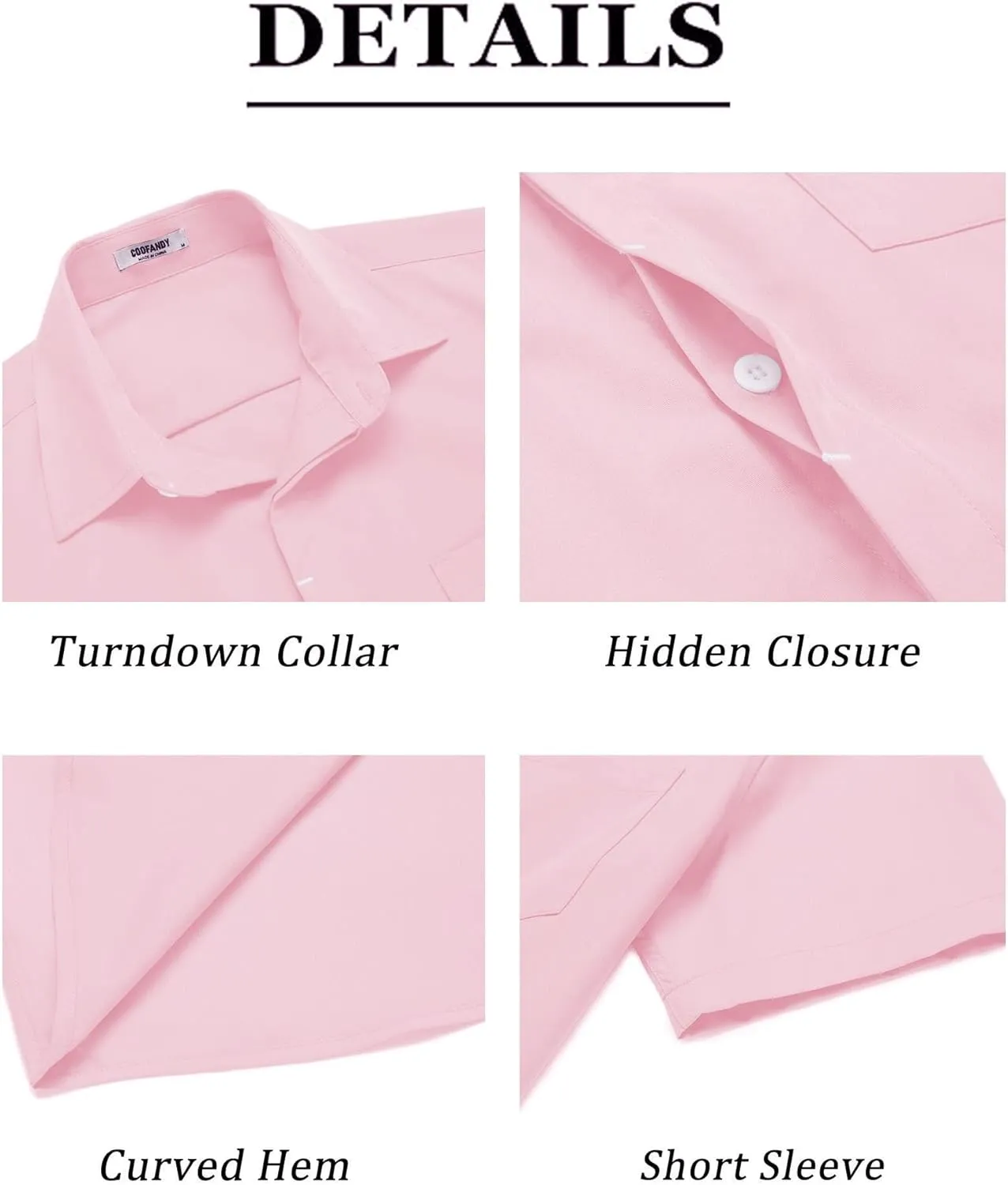 COOFANDY Mens Short Sleeve Button Down Shirt Casual Untucked Summer Shirt with Pocket