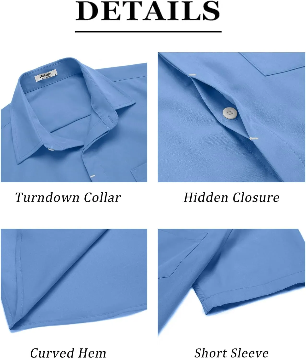 COOFANDY Mens Short Sleeve Button Down Shirt Casual Untucked Summer Shirt with Pocket