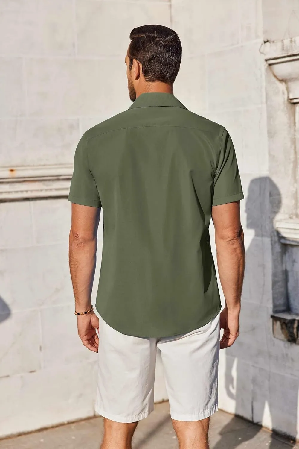 COOFANDY Mens Short Sleeve Button Down Shirt Casual Untucked Summer Shirt with Pocket