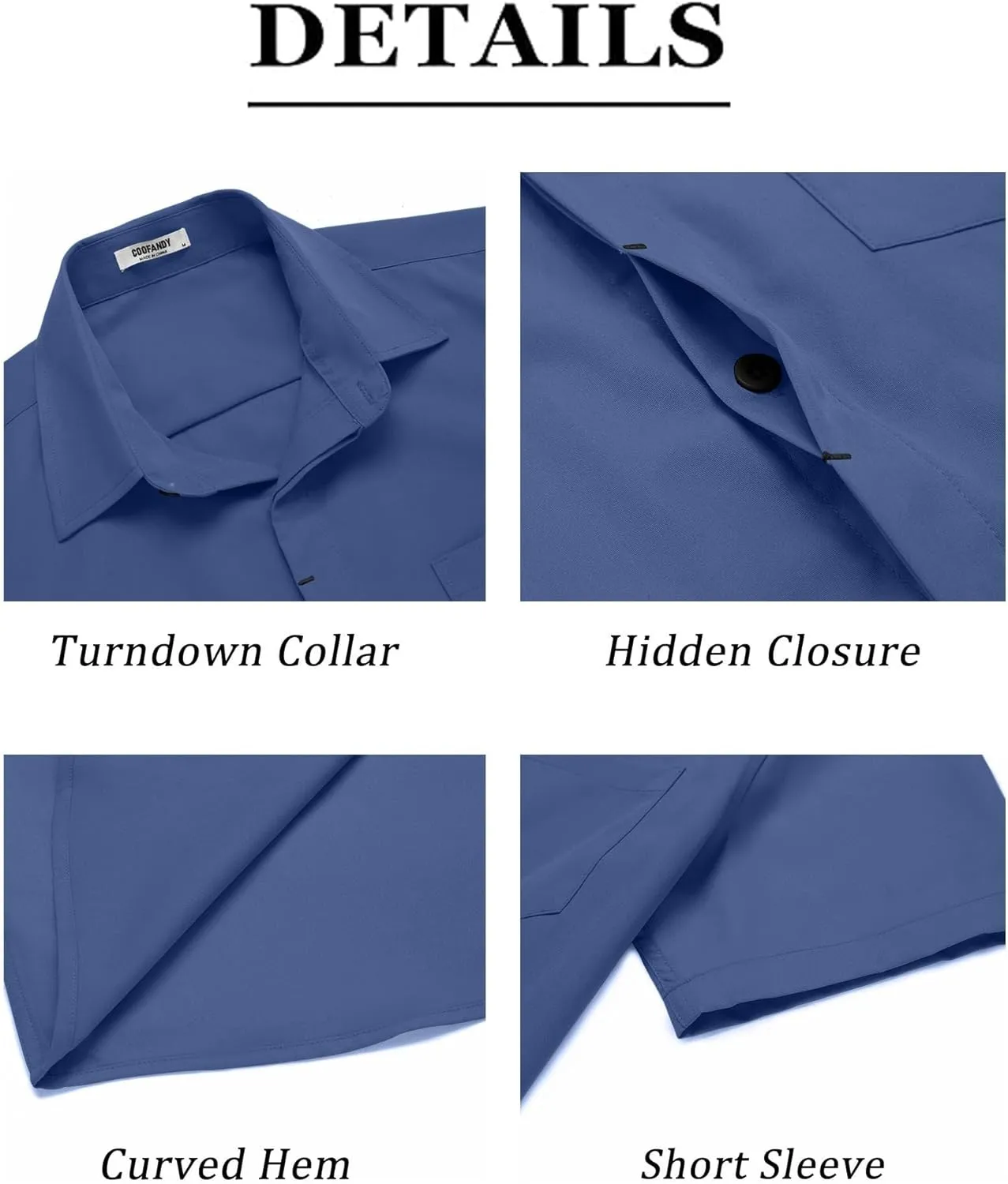 COOFANDY Mens Short Sleeve Button Down Shirt Casual Untucked Summer Shirt with Pocket