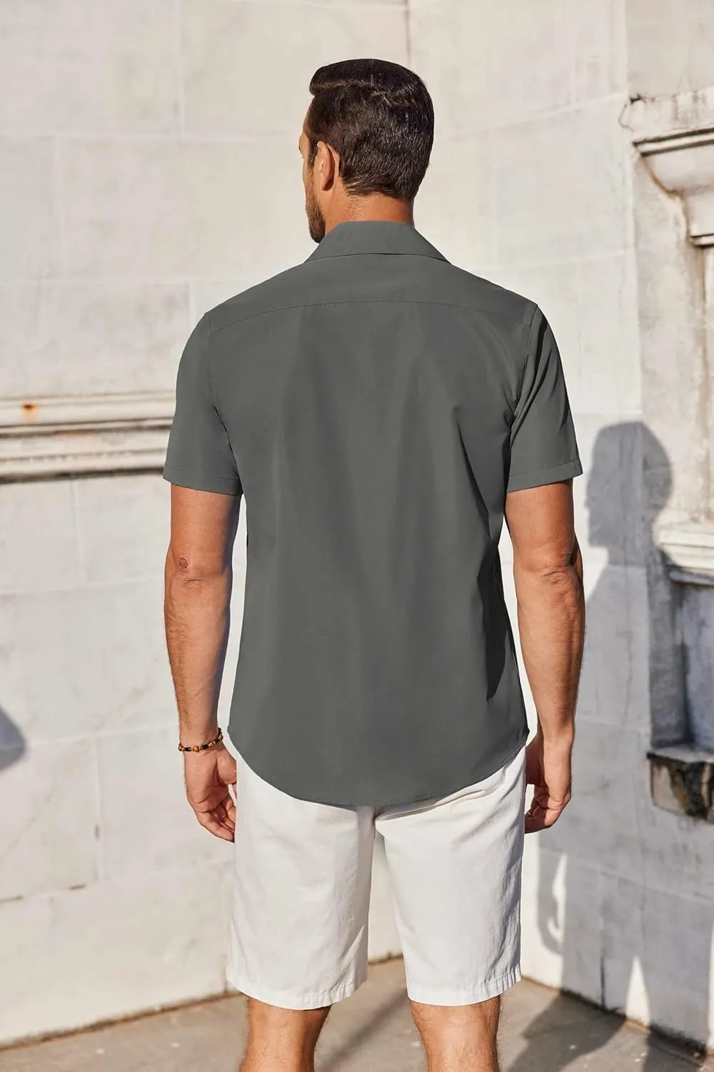 COOFANDY Mens Short Sleeve Button Down Shirt Casual Untucked Summer Shirt with Pocket