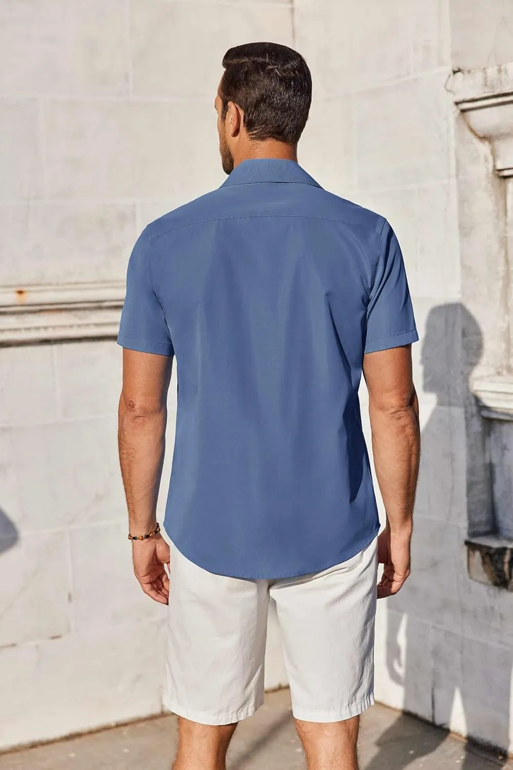 COOFANDY Mens Short Sleeve Button Down Shirt Casual Untucked Summer Shirt with Pocket