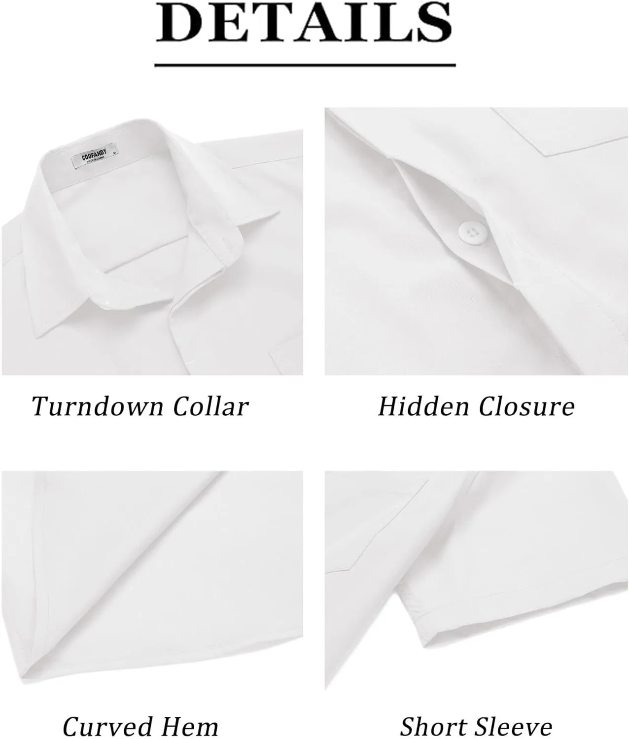 COOFANDY Mens Short Sleeve Button Down Shirt Casual Untucked Summer Shirt with Pocket