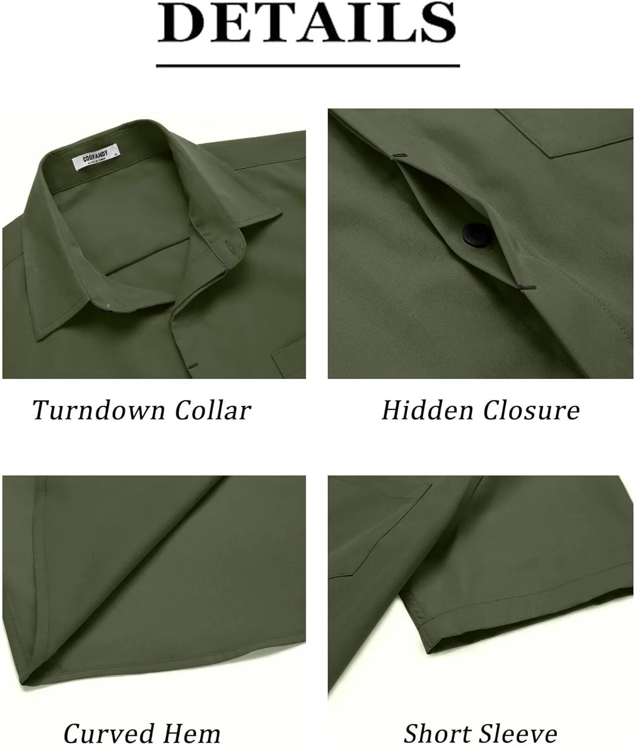 COOFANDY Mens Short Sleeve Button Down Shirt Casual Untucked Summer Shirt with Pocket