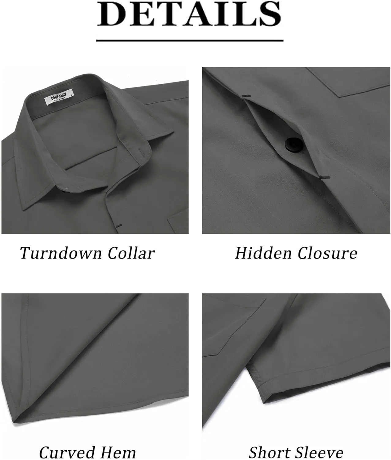 COOFANDY Mens Short Sleeve Button Down Shirt Casual Untucked Summer Shirt with Pocket