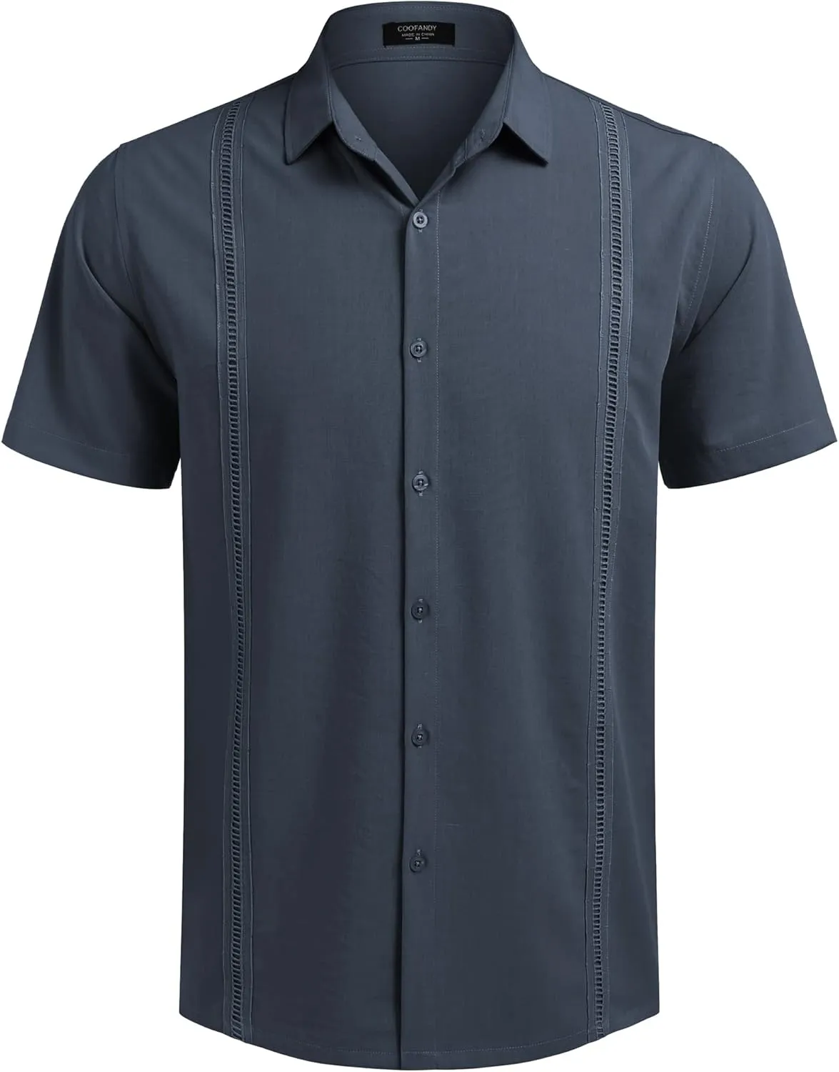 COOFANDY Mens Short Sleeve Cuban Guayabera Shirt Casual Summer Beach Button Down Shirts