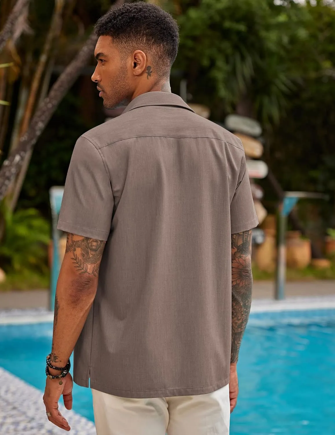 COOFANDY Mens Short Sleeve Cuban Guayabera Shirt Casual Summer Beach Button Down Shirts