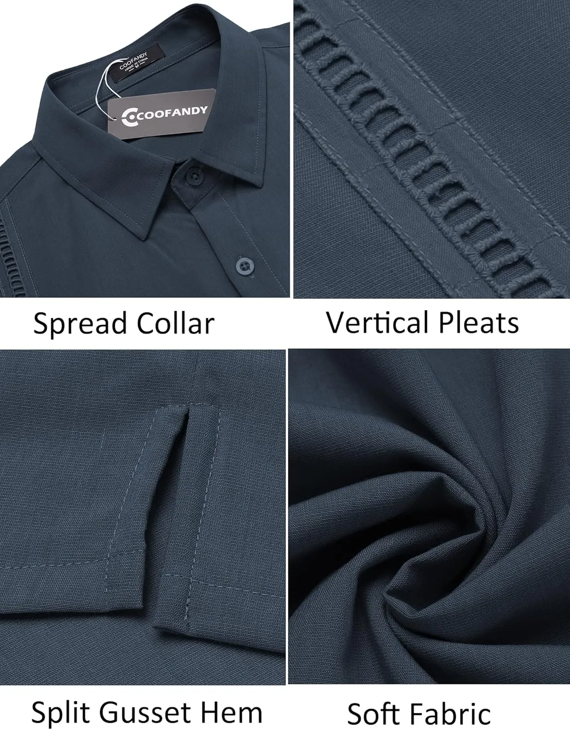 COOFANDY Mens Short Sleeve Cuban Guayabera Shirt Casual Summer Beach Button Down Shirts